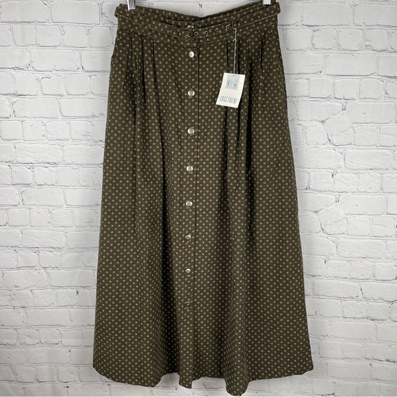 TOGETHER! Vintage brown pleated cotton corduroy high waist maxi skirt NEW